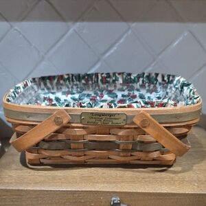 Longaberger Natural Woven Basket Christmas 1996 Holiday Cheer Basket
